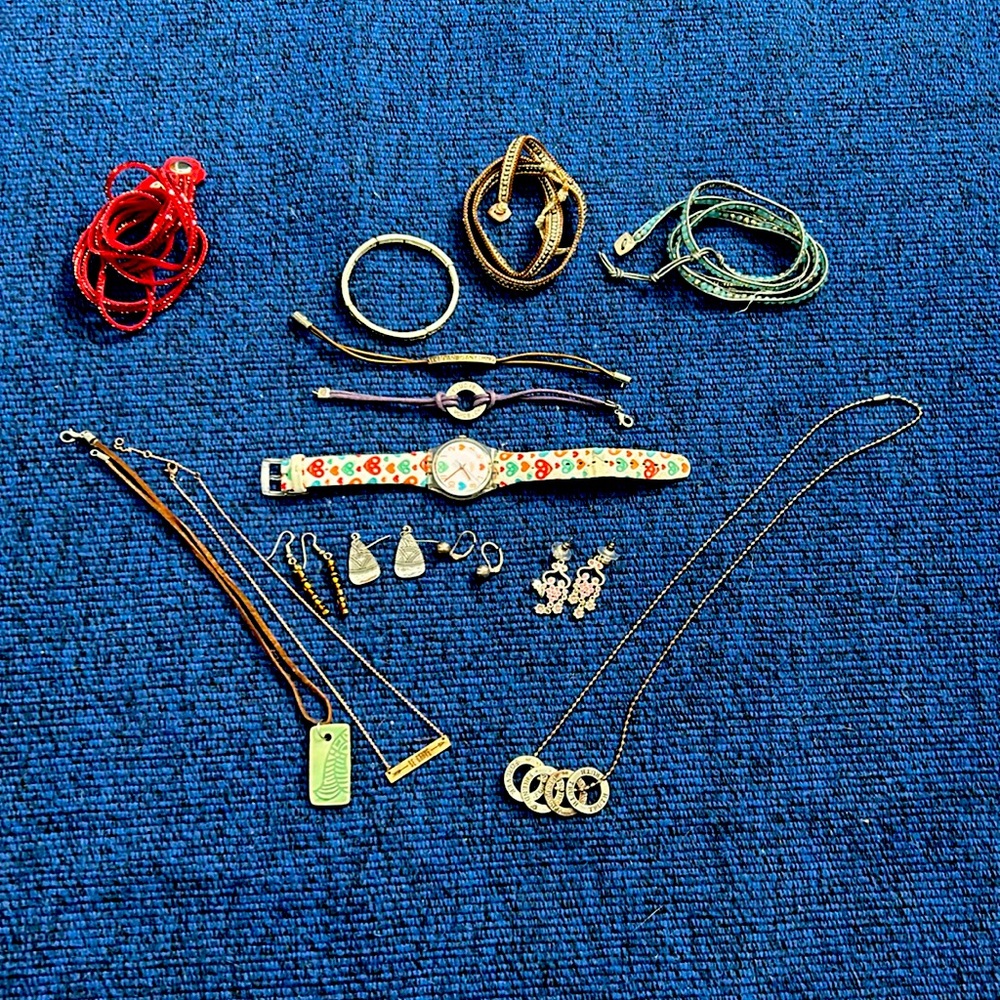Swatch Watch/Earrings/Bracelets/Necklaces Blue Bracelet Missing Beads see pics